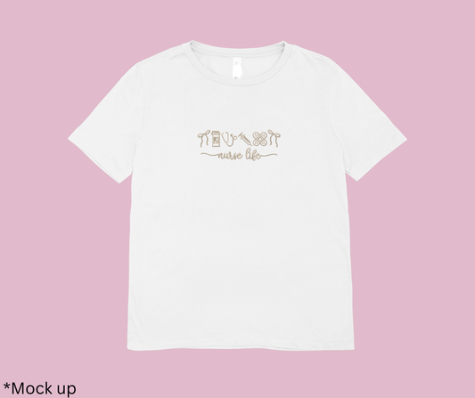 Custom Color Nurse Life Embroidery Comfort Color Tee