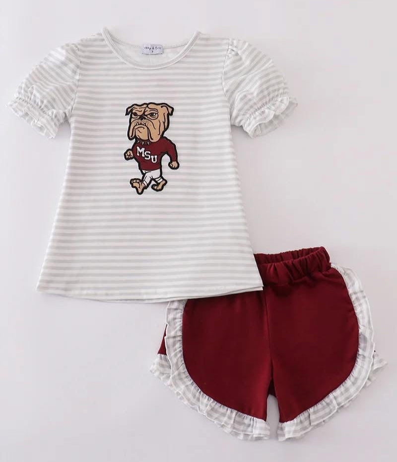 MSU Bully Applique Short Set