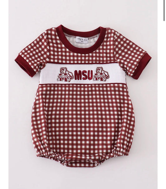 MSU Machine Smocked Gingham Bubble