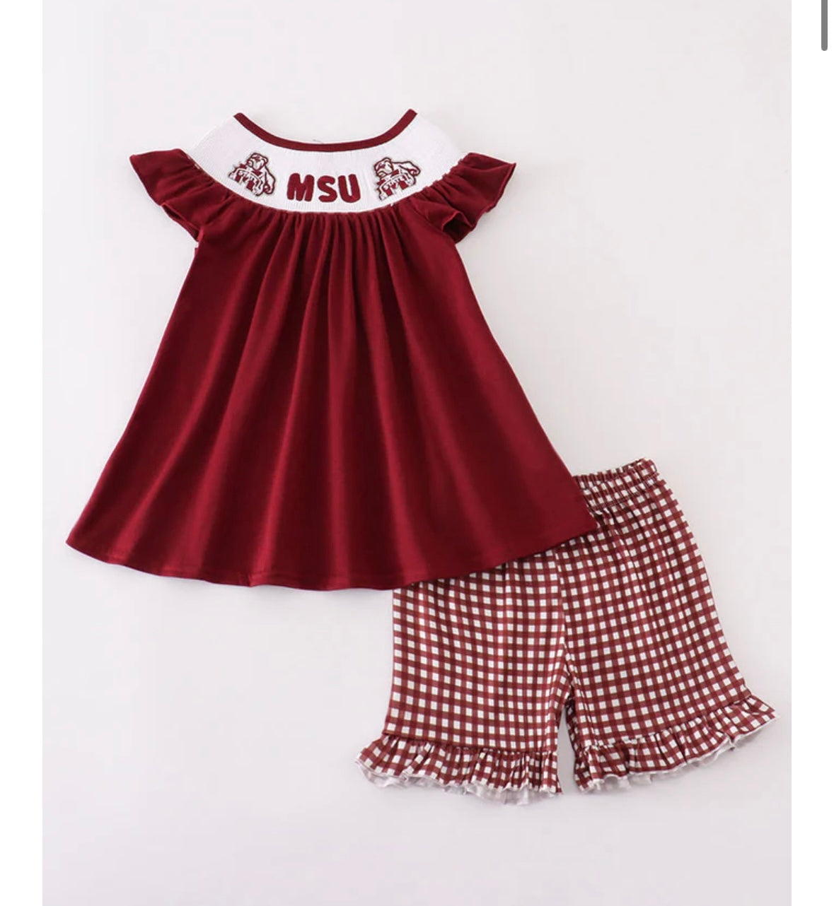 MSU Machine Smocked Girls Outfit Set