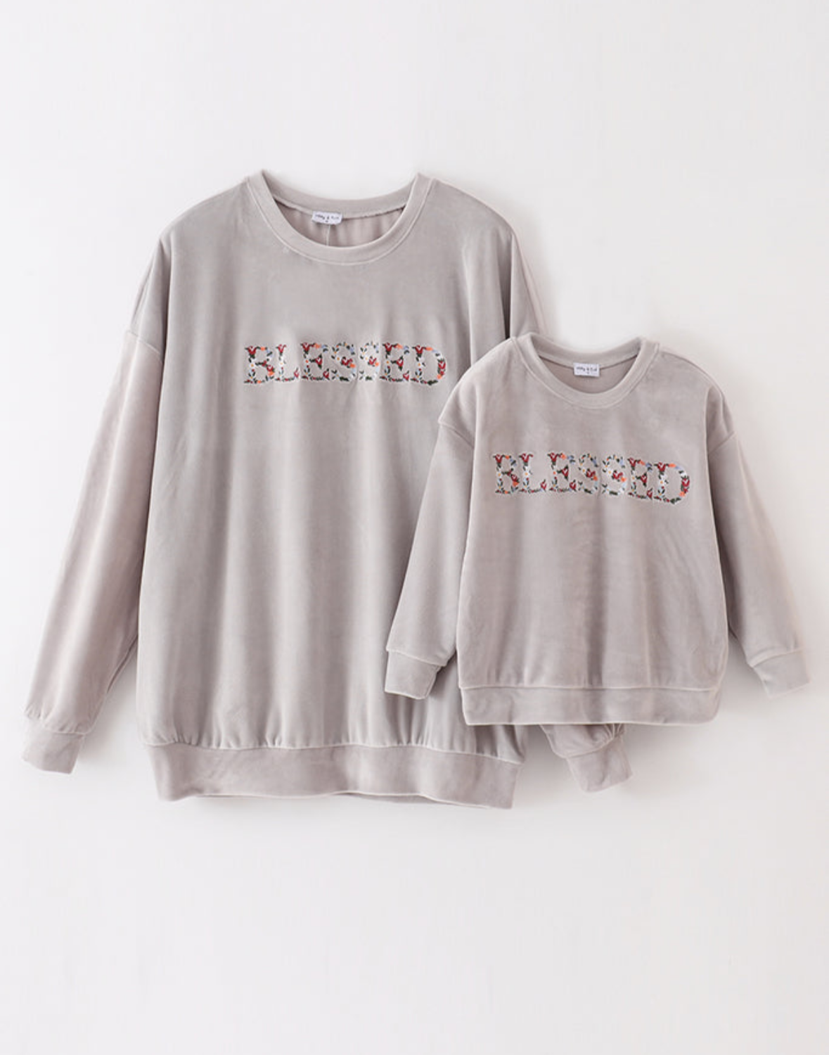 BLESSED Flower Stitched Velvet Top