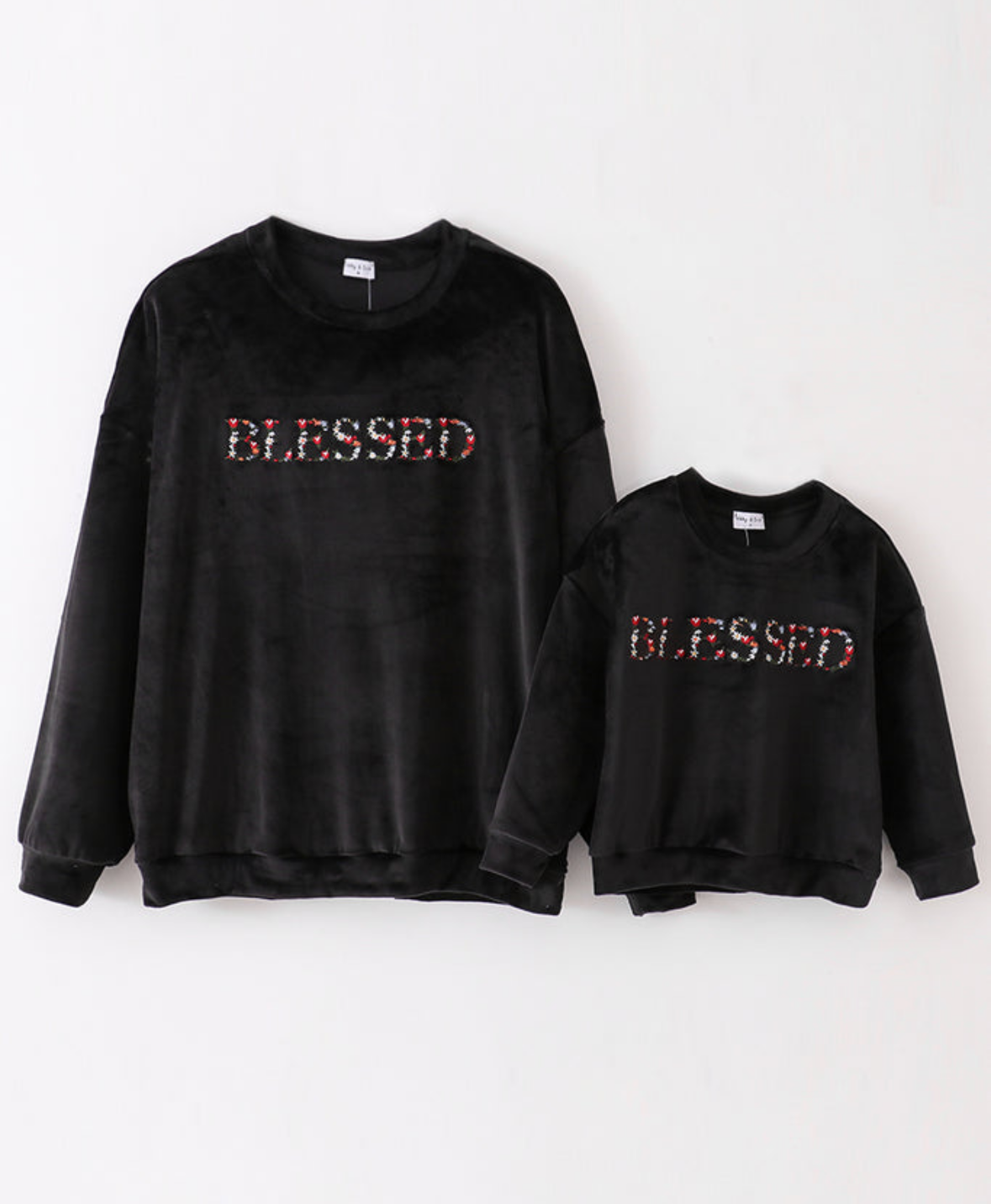 BLESSED Flower Stitched Velvet Top