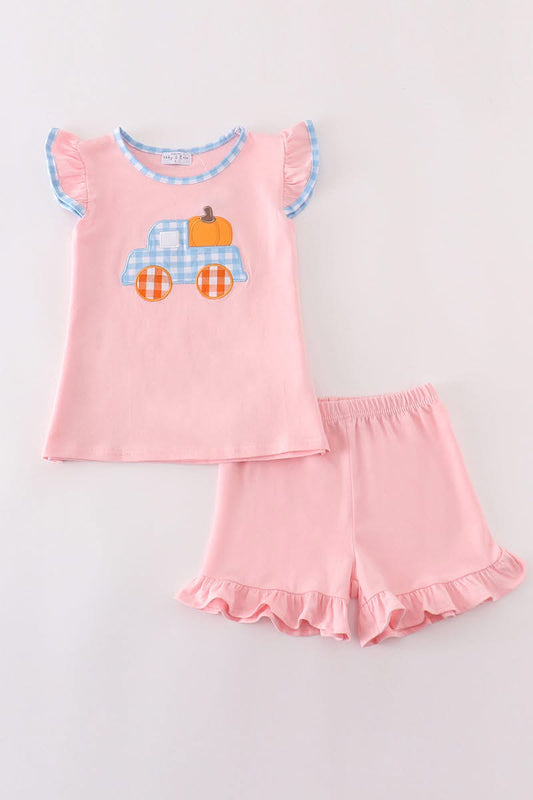 Girls Pumpkin Short Set