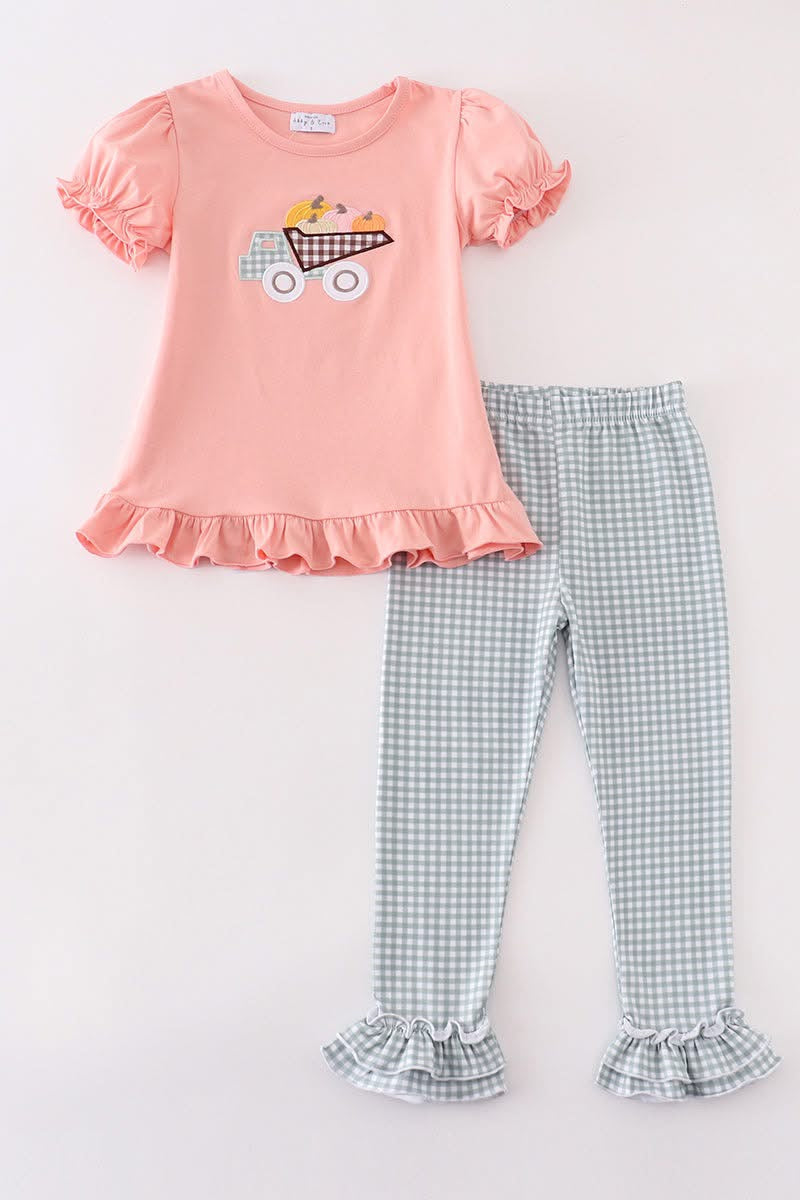 Girls Pink Pumpkin Pant Set