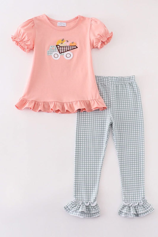 Girls Pink Pumpkin Pant Set