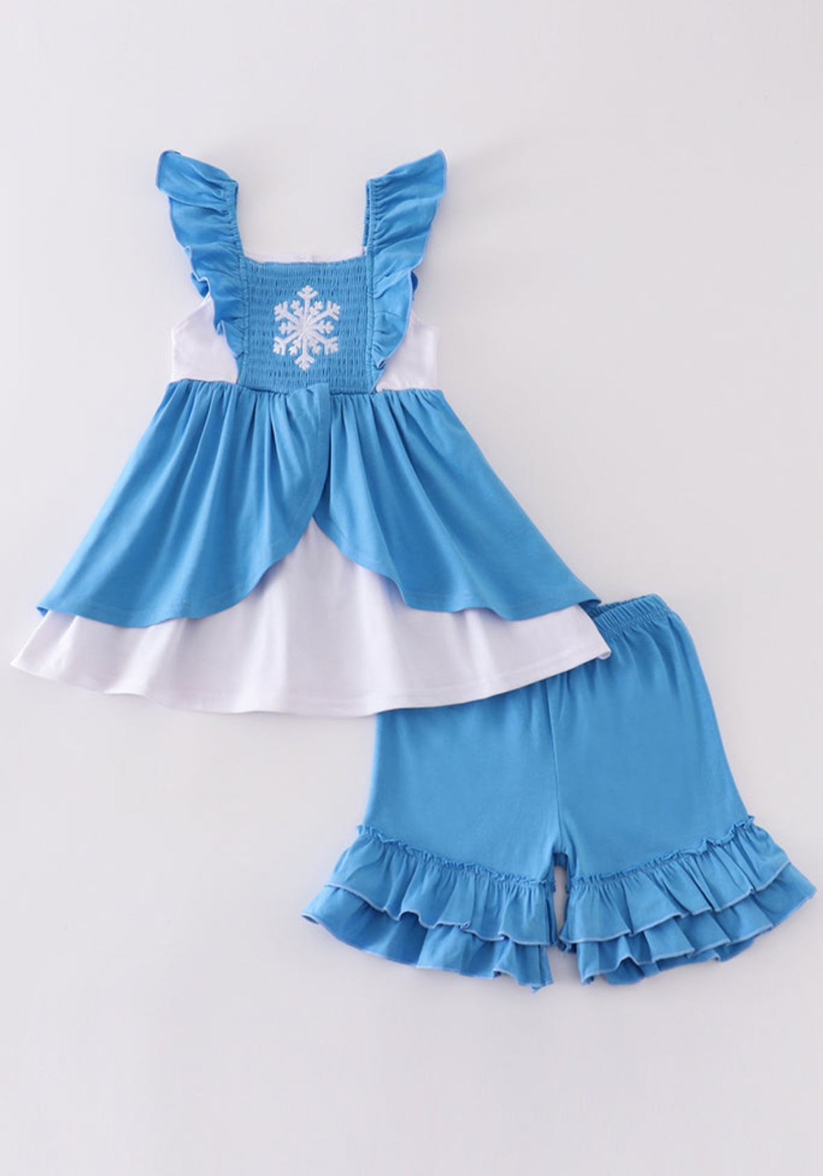 Frozen Inspired Girls Smocked Snowflake Set