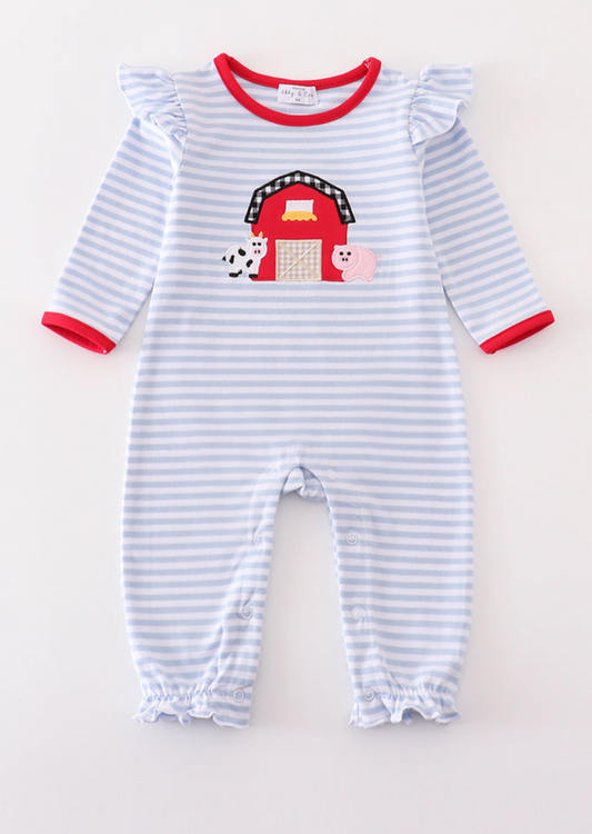 Farm Appliqué Girls Romper