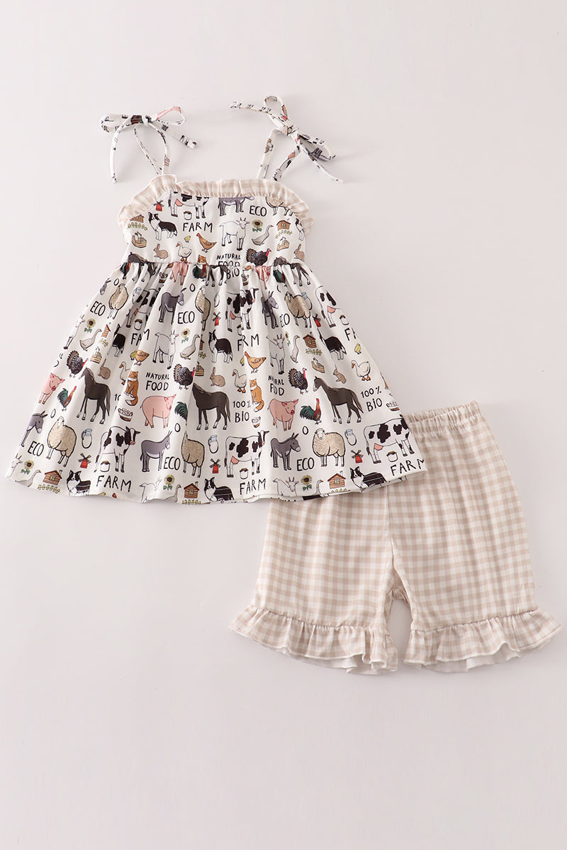 Farm Print Girls Tank Set