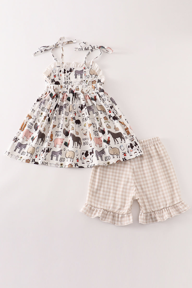 Farm Print Girls Tank Set