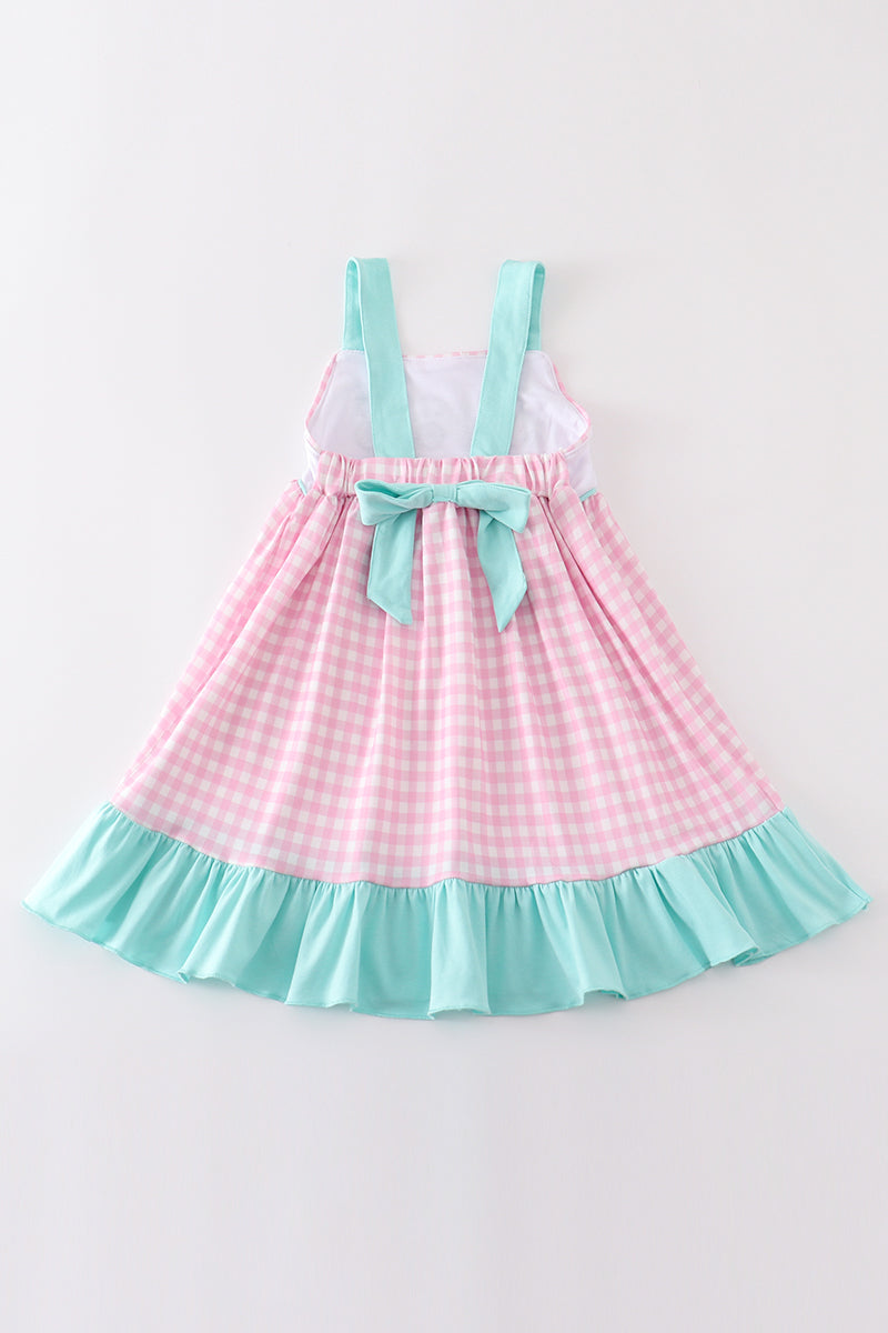 Gingham Tractor Girls Dress