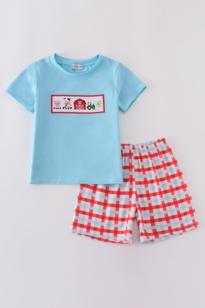 Boys Machine Smocked Farm Set