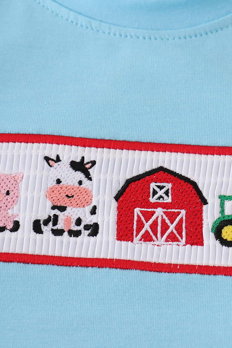 Boys Machine Smocked Farm Set
