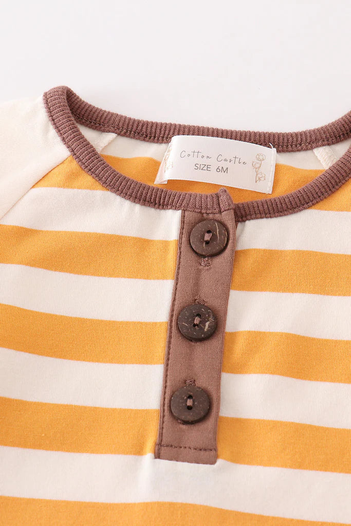 Platinum Brown and Yellow Stripe Boys Romper