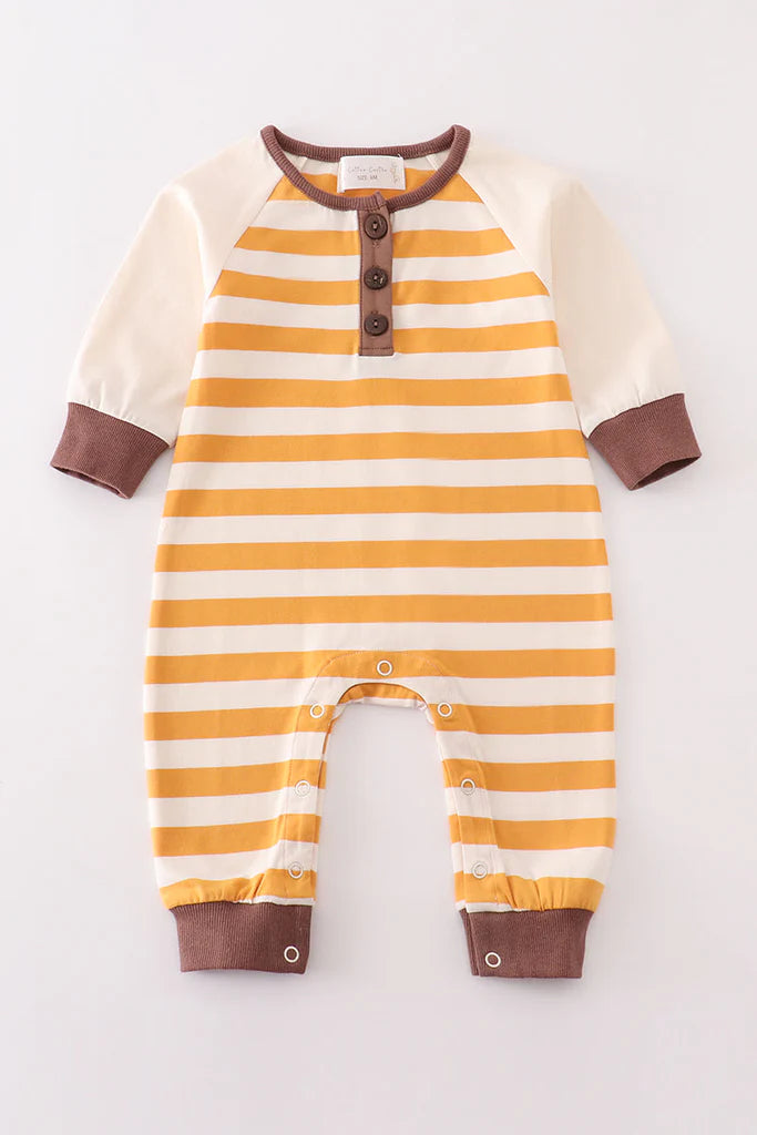 Platinum Brown and Yellow Stripe Boys Romper