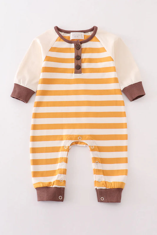 Platinum Brown and Yellow Stripe Boys Romper
