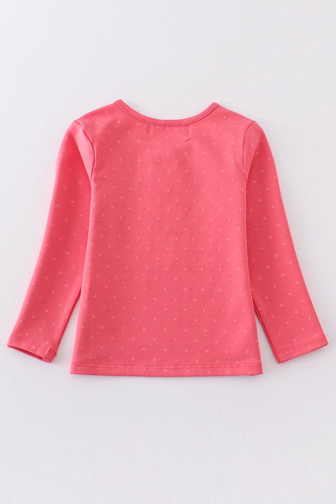 Platinum Pink Dot Ruffle Girl Long Sleeve Top