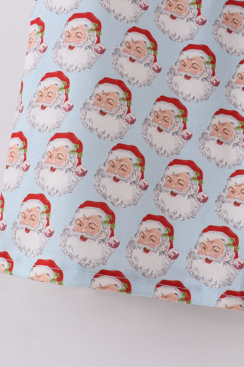 Adult Mens Blue Santa Claus Christmas Pajama Set