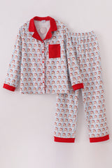 Adult Mens Blue Santa Claus Christmas Pajama Set