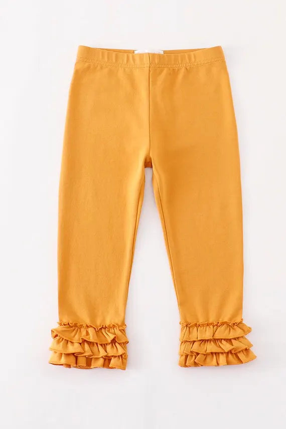 Platinum Mustard Girls Triple Ruffle Pants