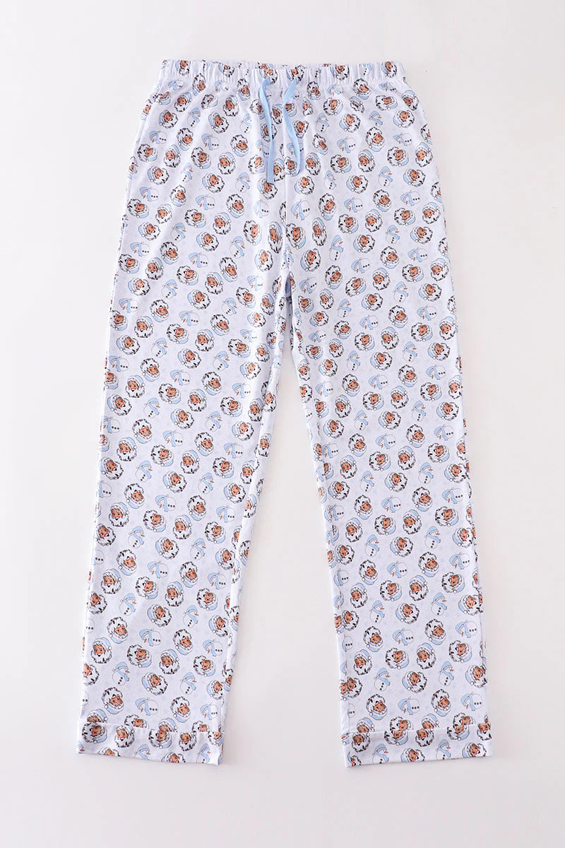 Adult Men’s Premium Blue Santa Claus Christmas Pajama Pants