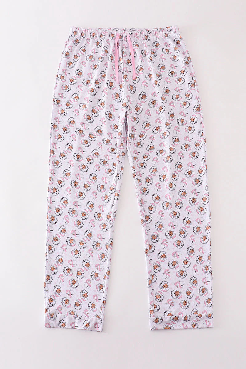 Adult Premium Pink Santa Claus Christmas Pajama Pant