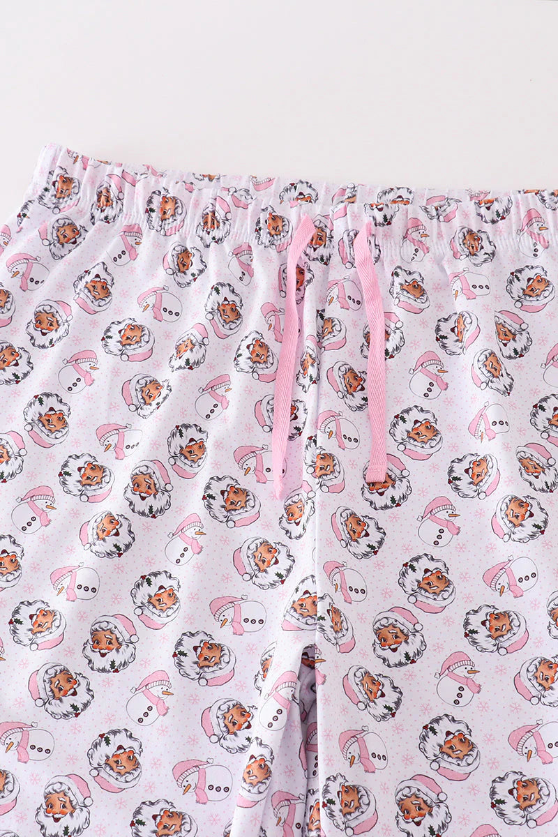 Adult Premium Pink Santa Claus Christmas Pajama Pant